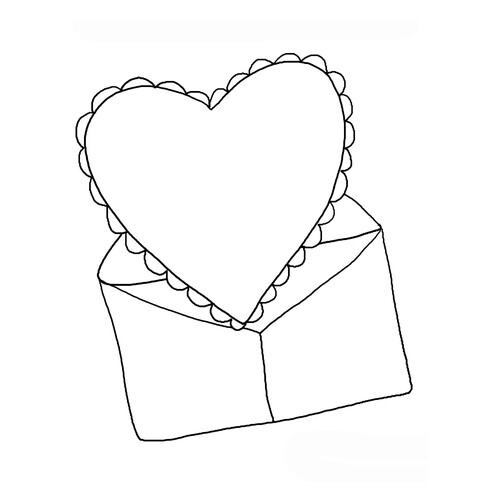 Página para colorear: Valentín en un sobre dibujo para colorear gratis de Hojas para colorear del Día de San Valentín (14 de febrero)