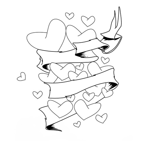 Libro para colorear 'Vórtice de corazones' dibujo para colorear gratis de Hojas para colorear del Día de San Valentín (14 de febrero)