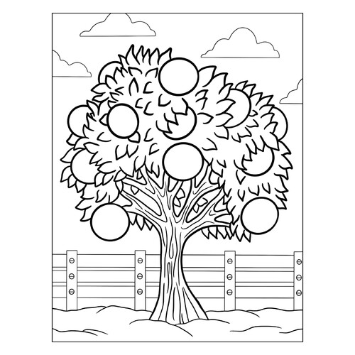 Página para colorear: Árbol de naranja dibujo para colorear gratis de Páginas para colorear de árboles