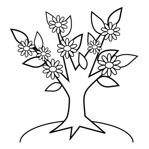 Página para colorear Arbusto en flor dibujo para colorear gratis de Páginas para colorear de árboles