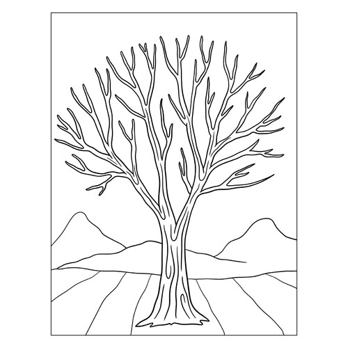 Bare Tree in Winter Coloring Page free printable Tree Coloring Pages coloring page