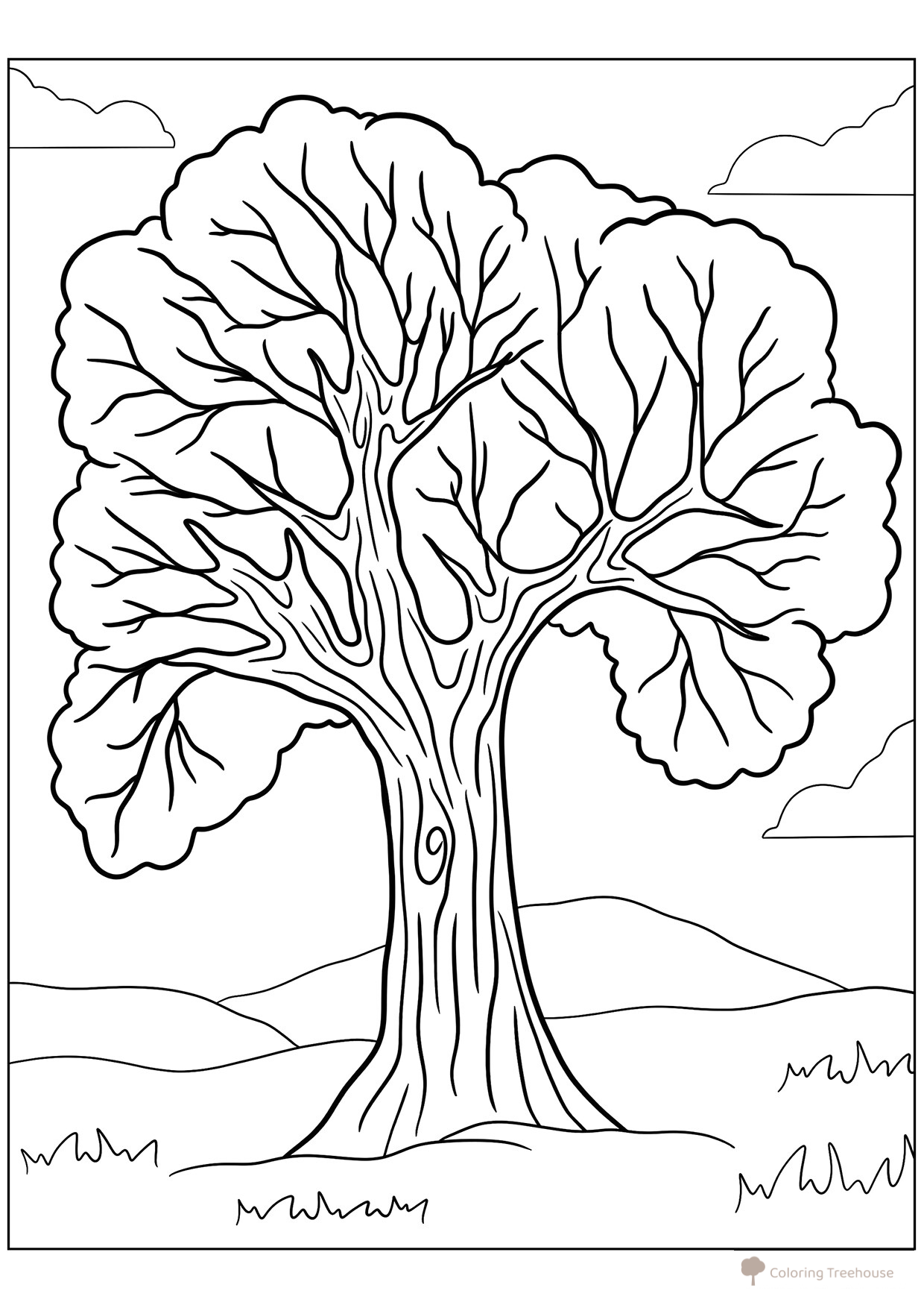 Página para colorear: Roble joven dibujo para colorear gratis de Páginas para colorear de árboles