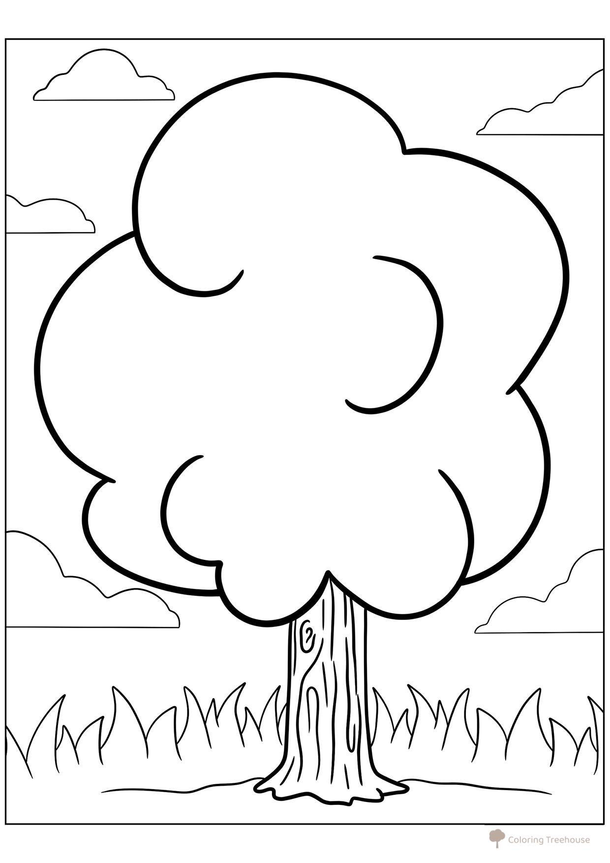 Dibujo para colorear: Árbol sencillo para jardín de infancia dibujo para colorear gratis de Páginas para colorear de árboles
