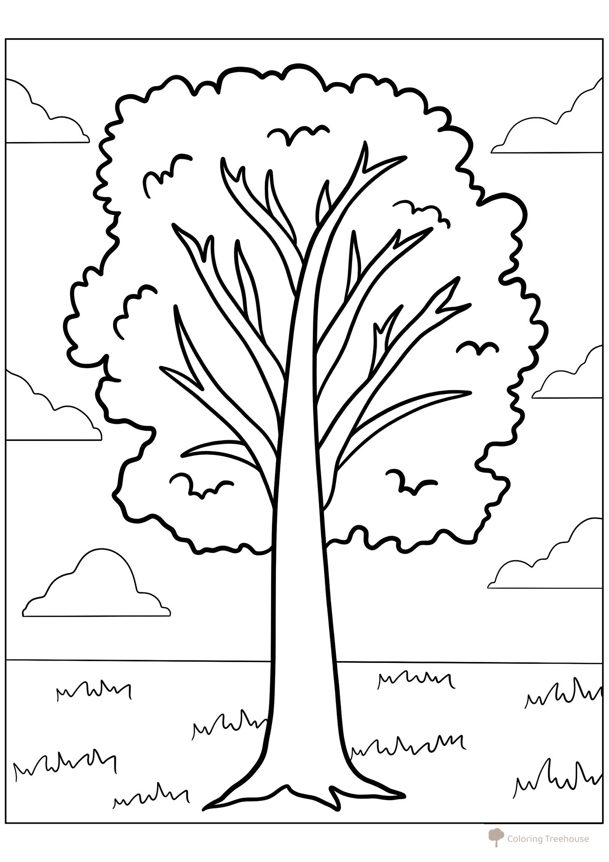Página para colorear: Álamo (Topol) para niños dibujo para colorear gratis de Páginas para colorear de árboles
