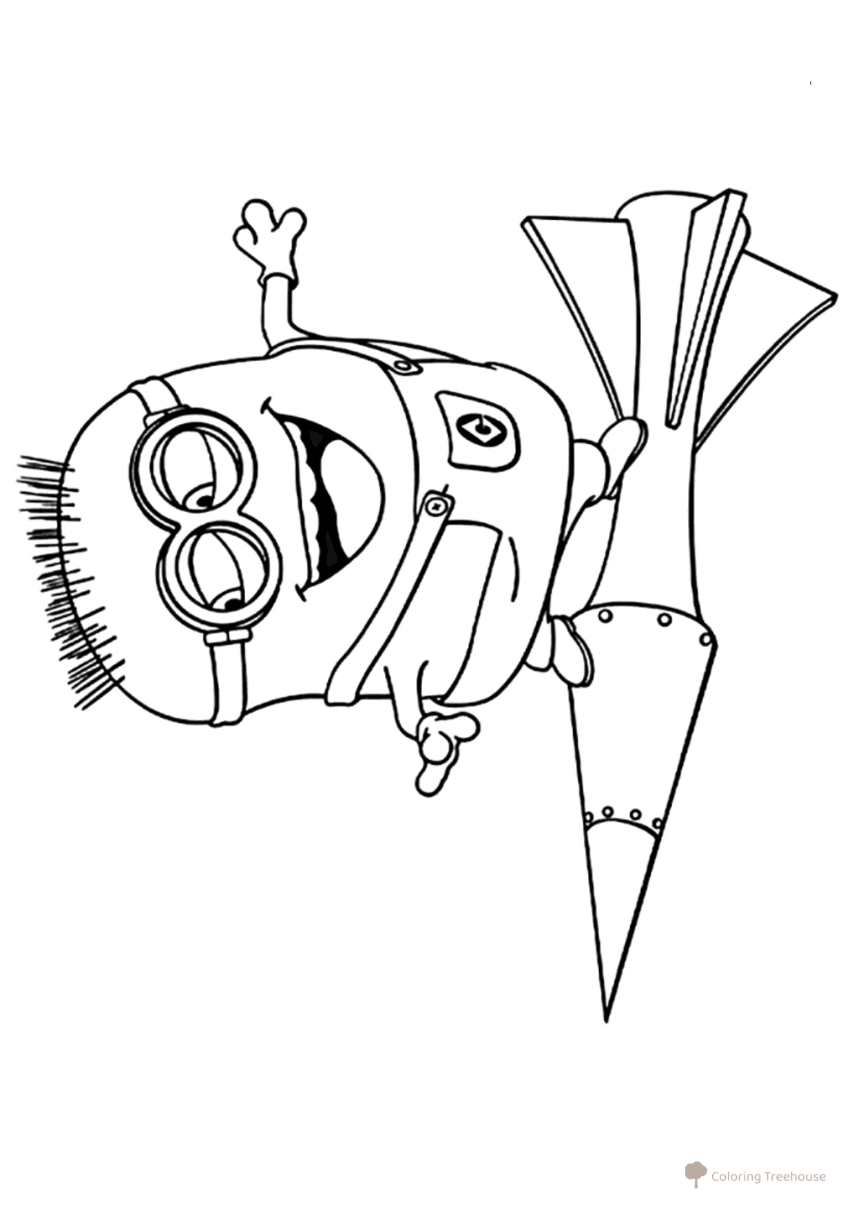 Página para colorear: Minion en un cohete dibujo para colorear gratis de Páginas para colorear de Mi villano favorito 2