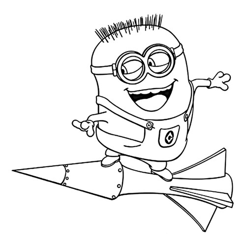 Página para colorear: Minion en un cohete dibujo para colorear gratis de Páginas para colorear de Mi villano favorito 2