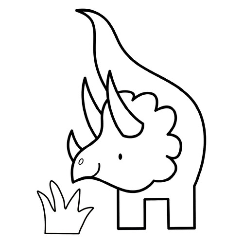 Dibujo para colorear: Triceratops de cuernos largos dibujo para colorear gratis de Dibujos para colorear de dinosaurios para niños pequeños