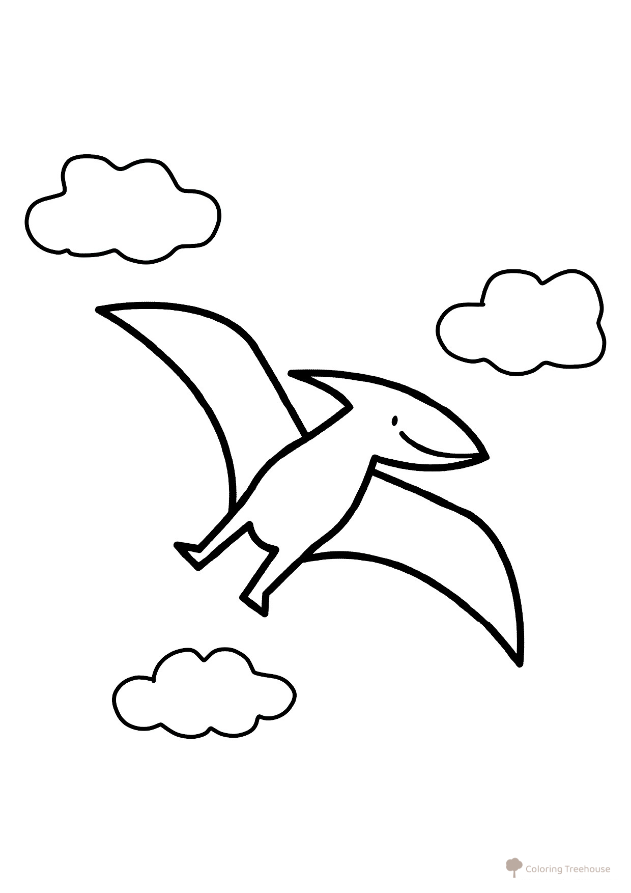 Pteranodón en picado - página para colorear dibujo para colorear gratis de Dibujos para colorear de dinosaurios para niños pequeños