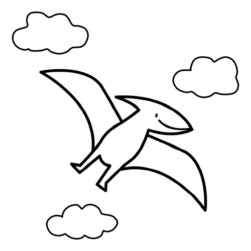Pteranodón en picado - página para colorear dibujo para colorear gratis de Dibujos para colorear de dinosaurios para niños pequeños