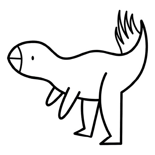 着色页:鹦鹉喙的鹦嘴龙(简笔画) 免费可打印幼儿恐龙填色页涂色页