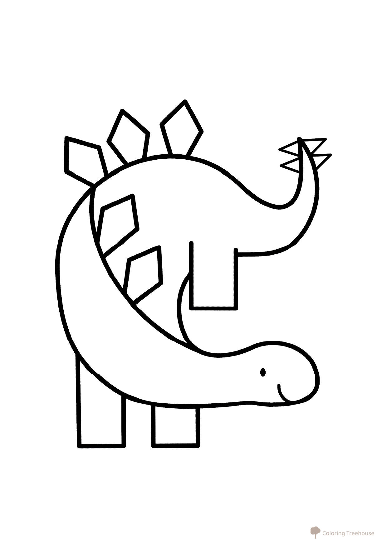 Página para colorear: Estegosaurio con placas puntiagudas dibujo para colorear gratis de Dibujos para colorear de dinosaurios para niños pequeños