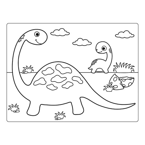 Dinosaur Mom and Baby Coloring Page free printable Dinosaur Coloring Pages coloring page