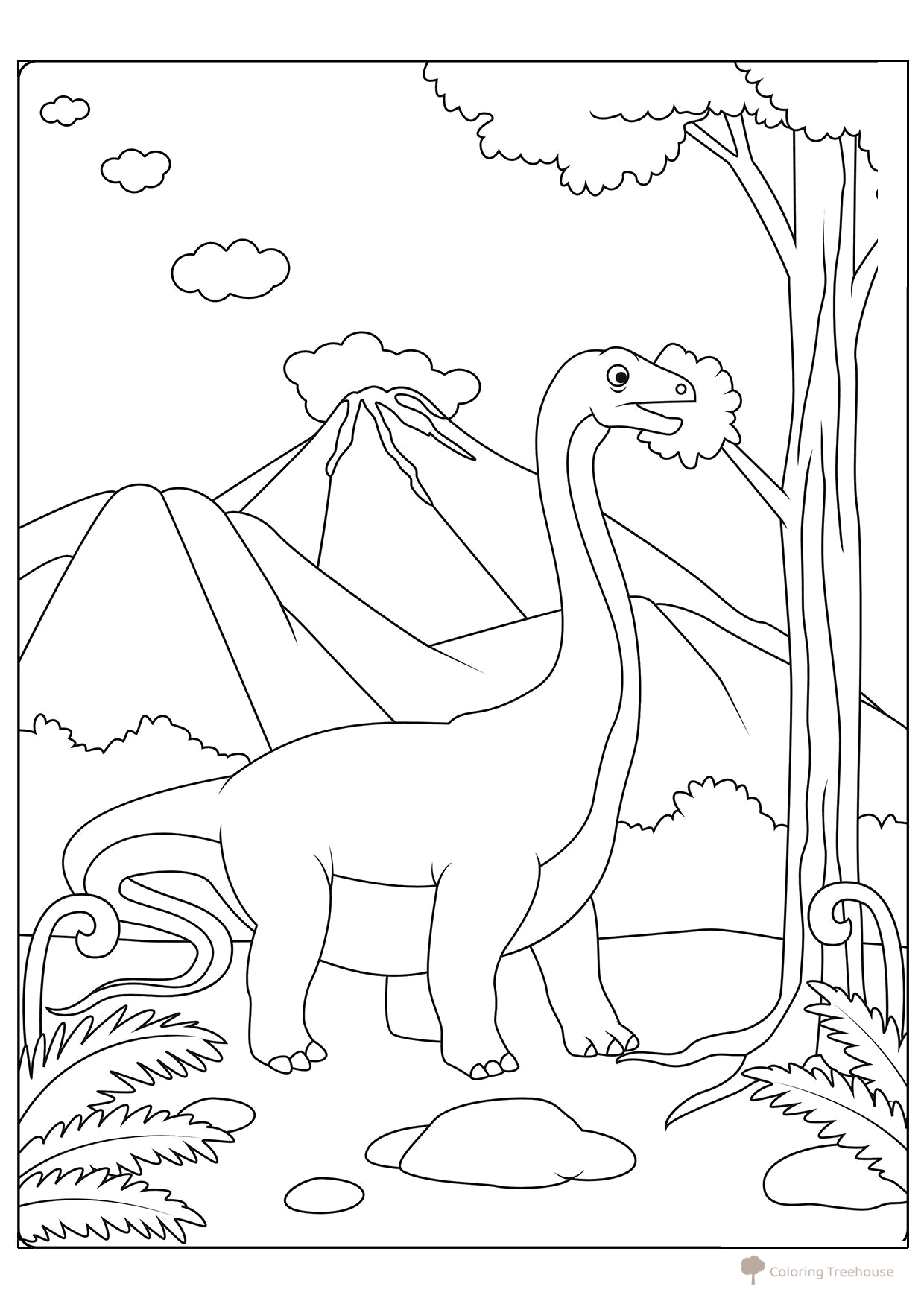 Página para colorear: Gigantesco Apatosaurio dibujo para colorear gratis de Dinosaur Coloring Pages
