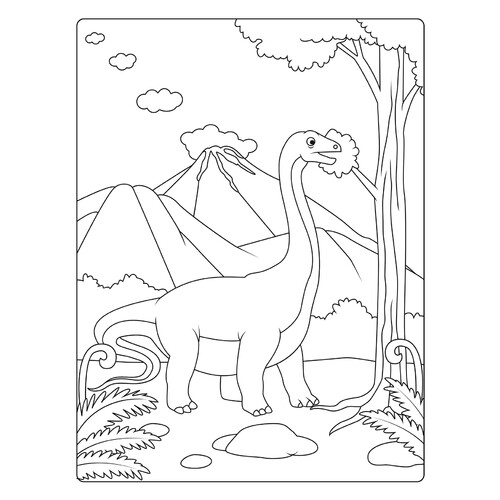 Página para colorear: Gigantesco Apatosaurio dibujo para colorear gratis de Dinosaur Coloring Pages
