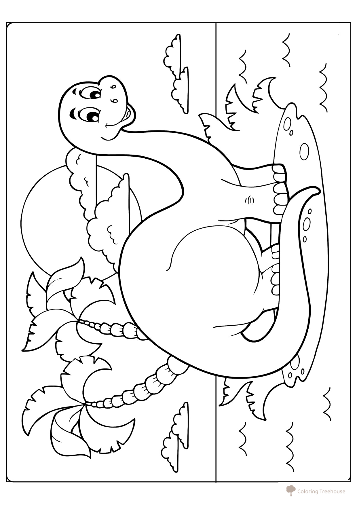 Página para colorear: Lindísimo dinosaurio para los más pequeños dibujo para colorear gratis de Dinosaur Coloring Pages