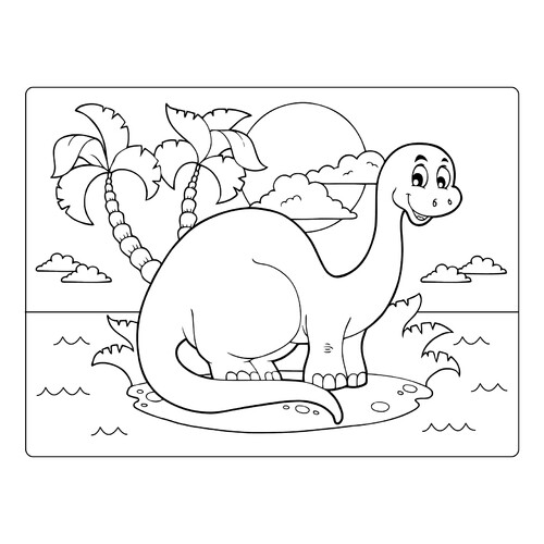 Página para colorear: Lindísimo dinosaurio para los más pequeños dibujo para colorear gratis de Dinosaur Coloring Pages
