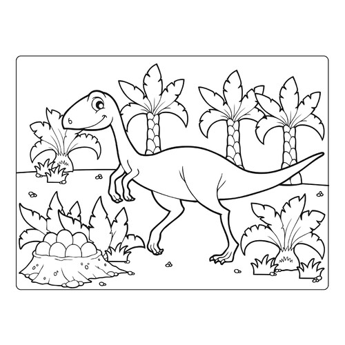 Cartoon Nest with Dinosaur Eggs Coloring Page free printable Dinosaur Coloring Pages coloring page