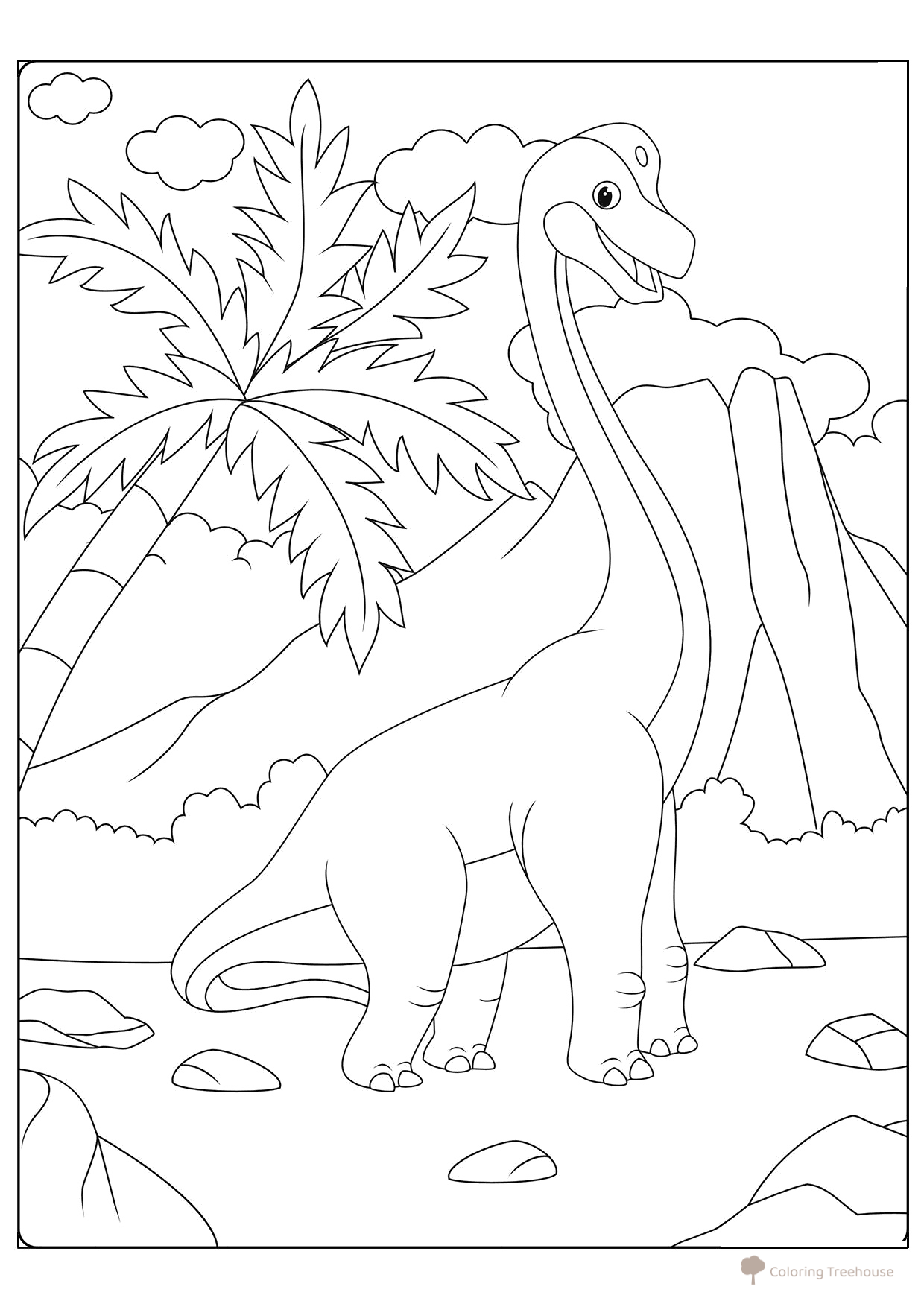 Cartoon Brachiosaurus Coloring Page free printable Dinosaur Coloring Pages coloring page