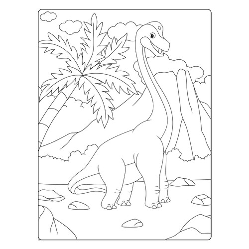 Cartoon Brachiosaurus Coloring Page free printable Dinosaur Coloring Pages coloring page