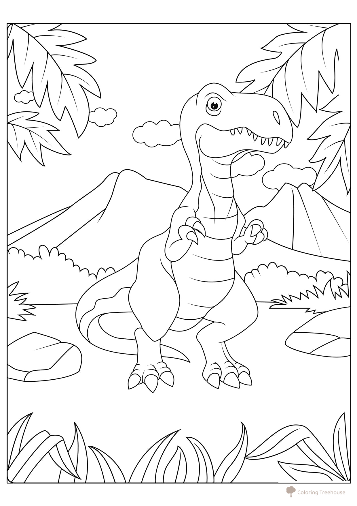 Cartoon Tyrannosaurus Coloring Page free printable Dinosaur Coloring Pages coloring page