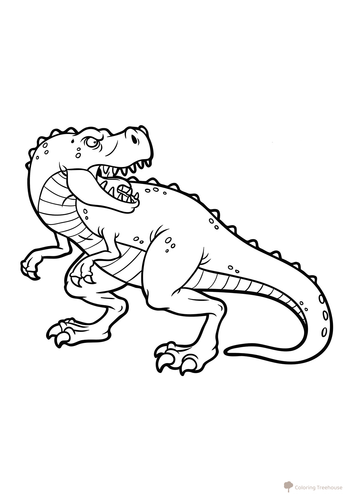 Roaring Cartoon Tyrannosaurus Coloring Page free printable Dinosaur Coloring Pages coloring page