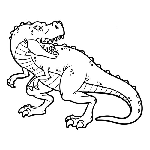 Roaring Cartoon Tyrannosaurus Coloring Page free printable Dinosaur Coloring Pages coloring page
