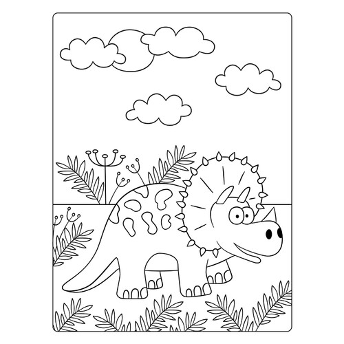 Página para colorear: Triceratops de dibujos animados dibujo para colorear gratis de Dinosaur Coloring Pages