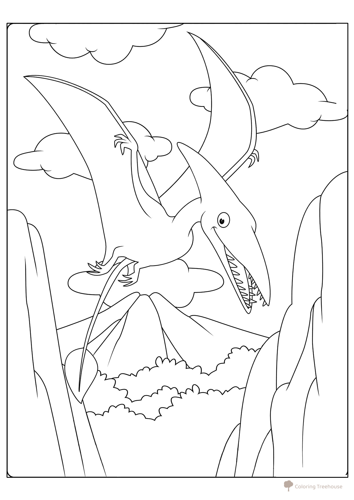 Página para colorear: Pterodáctilo — dinosaurio volador dibujo para colorear gratis de Dinosaur Coloring Pages