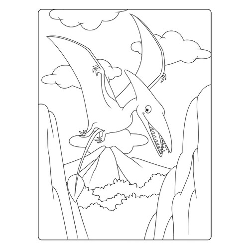 Pterosaur Coloring Page — Flying Dinosaur free printable Dinosaur Coloring Pages coloring page