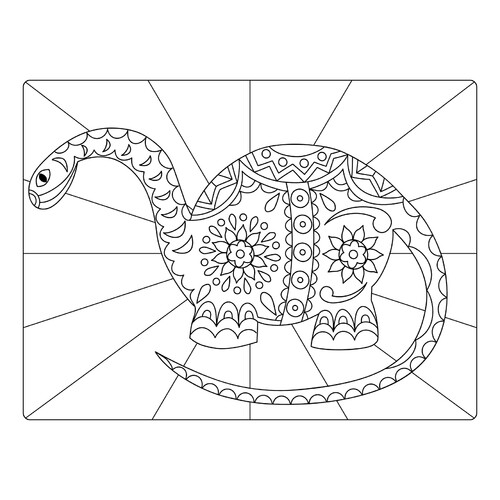 Tangled Doodle Dinosaur Coloring Page free printable Dinosaur Coloring Pages coloring page