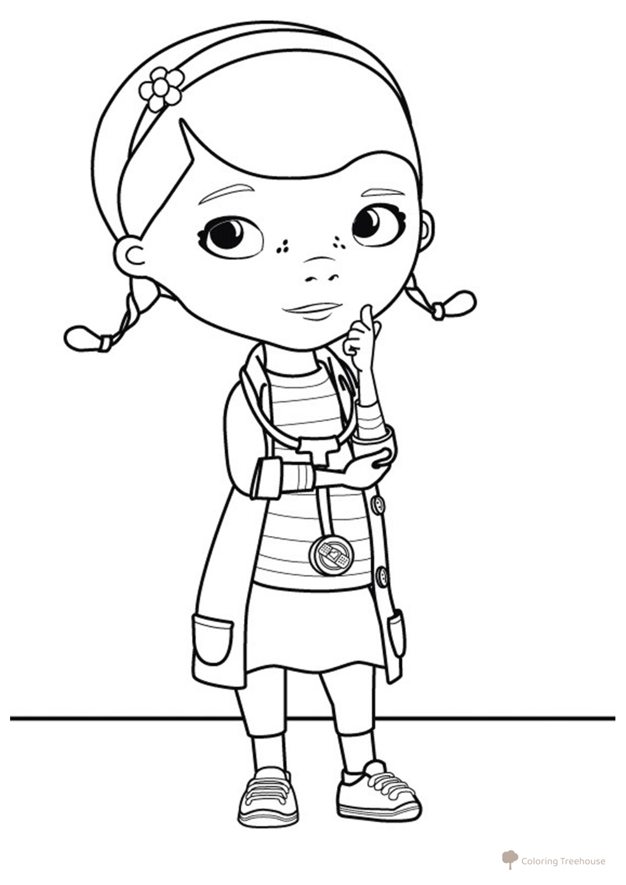 Dotti Thinking Coloring Page free printable Doc McStuffins Coloring Pages coloring page