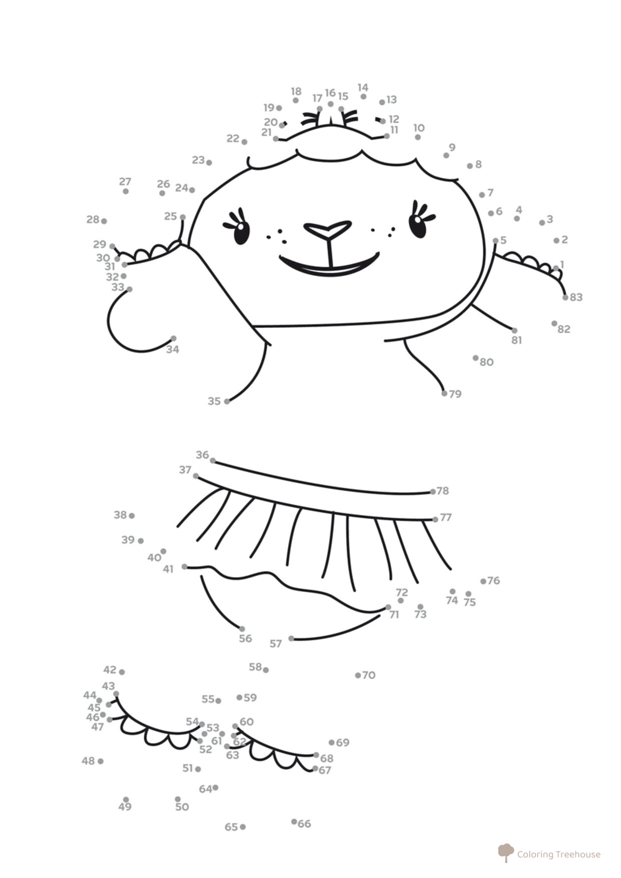 Lambie the Sheep Dot-to-Dot Coloring Page free printable Doc McStuffins Coloring Pages coloring page