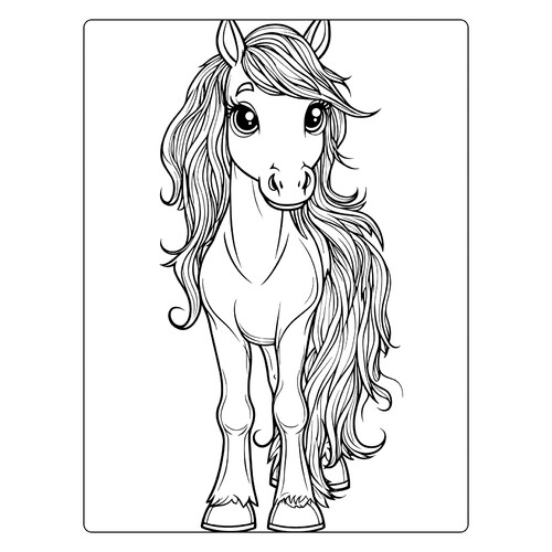 Página para colorear «Tierna caballito» dibujo para colorear gratis de Páginas para colorear de animales domésticos
