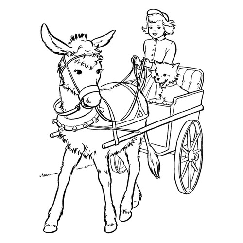 Página para colorear: Burro con carreta dibujo para colorear gratis de Páginas para colorear de animales domésticos