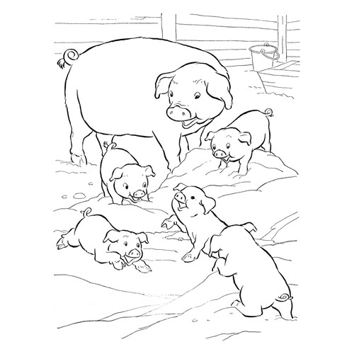 Página para colorear: Lechoncitos dibujo para colorear gratis de Páginas para colorear de animales domésticos