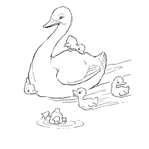 Páginas para colorear: Pato y patitos dibujo para colorear gratis de Páginas para colorear de animales domésticos