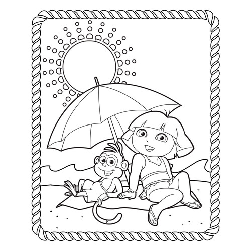 Dasha en la playa - página para colorear dibujo para colorear gratis de Páginas para colorear de Dora la exploradora