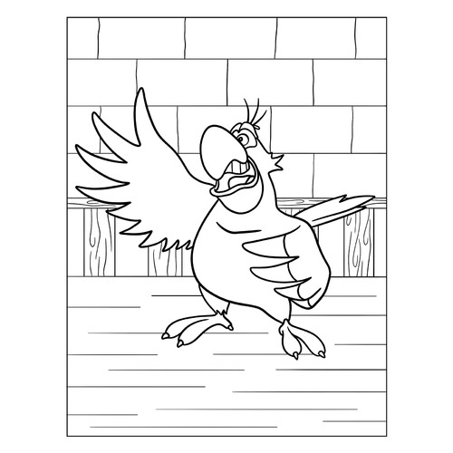 Página para colorear del loro Iago de Aladino dibujo para colorear gratis de Páginas para colorear de Aladdín y Jazmín