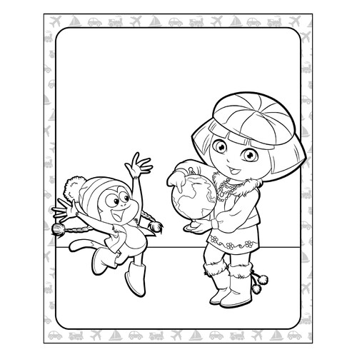 Dasha the Traveler with Globe Coloring Page free printable Dora the Explorer Coloring Pages coloring page