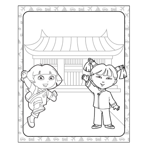 Dora la Exploradora en China - página para colorear dibujo para colorear gratis de Páginas para colorear de Dora la exploradora