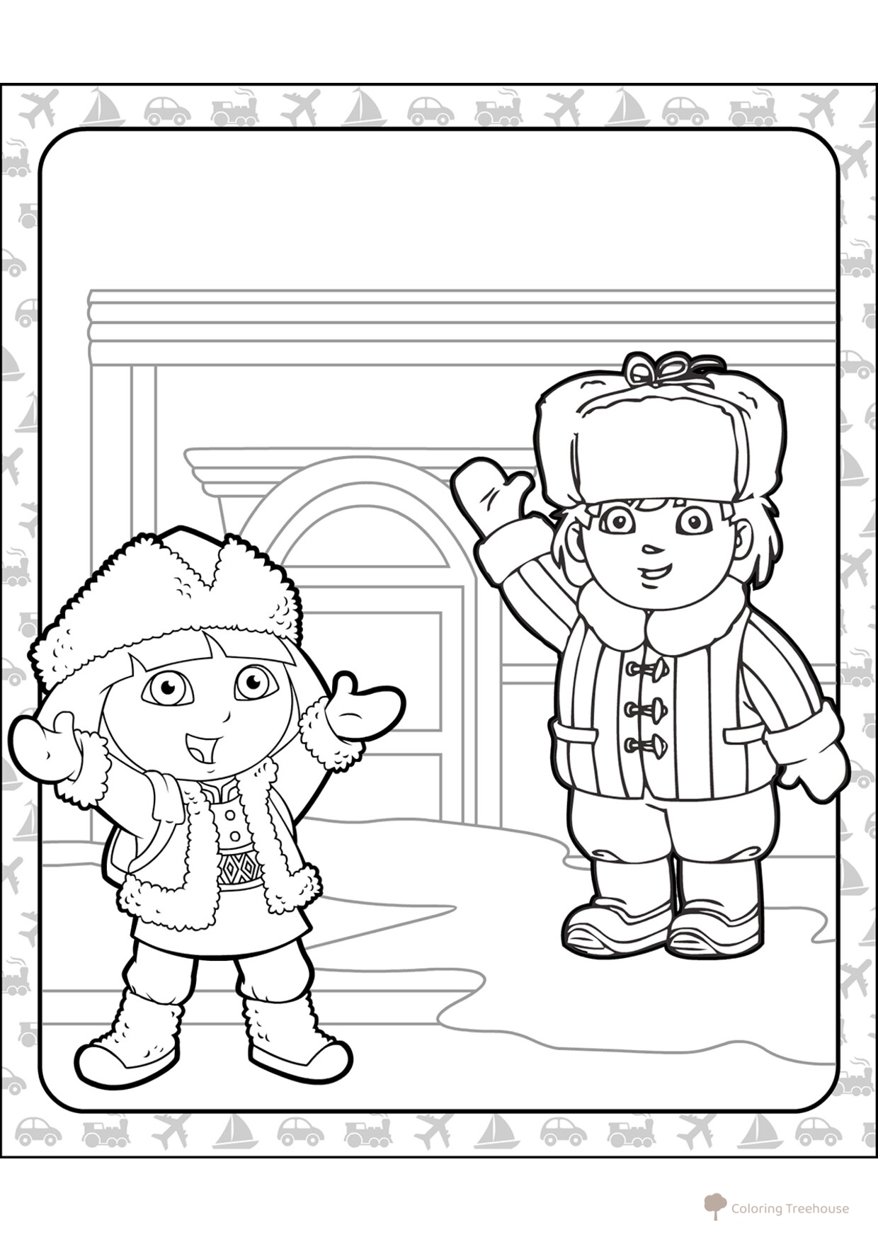 Dora la exploradora en Rusia - página para colorear dibujo para colorear gratis de Páginas para colorear de Dora la exploradora