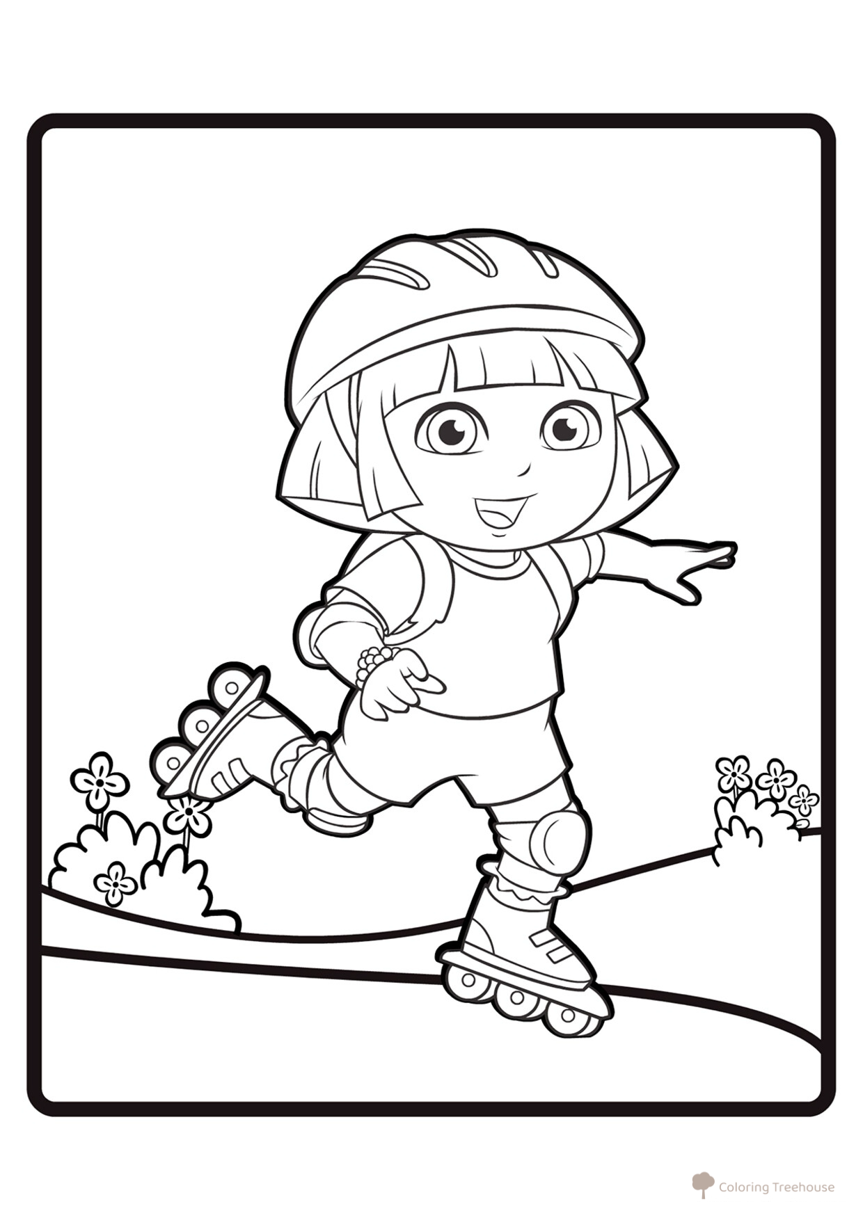 Dasha la Exploradora en Patines - Página para Colorear dibujo para colorear gratis de Páginas para colorear de Dora la exploradora