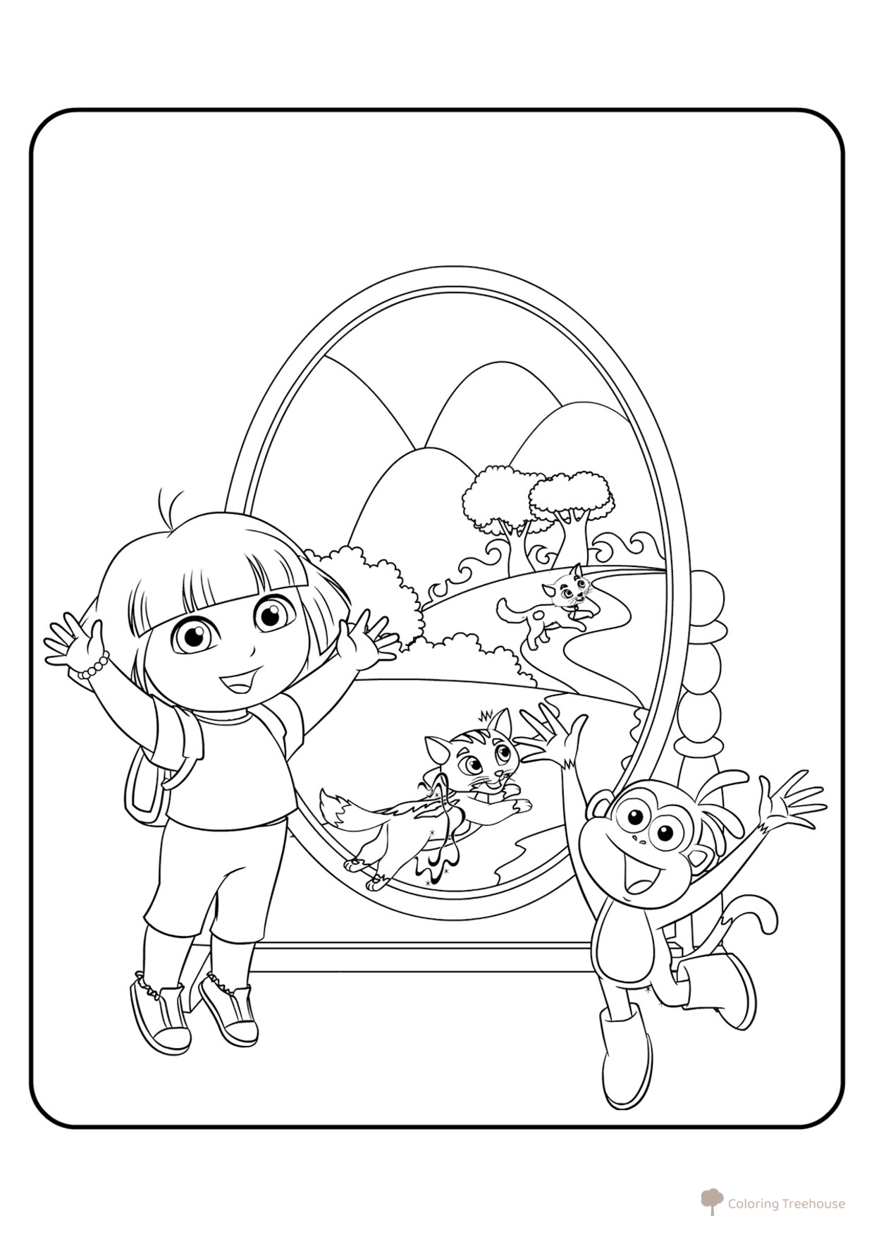 Dasha in Wonderland Coloring Page free printable Dora the Explorer Coloring Pages coloring page