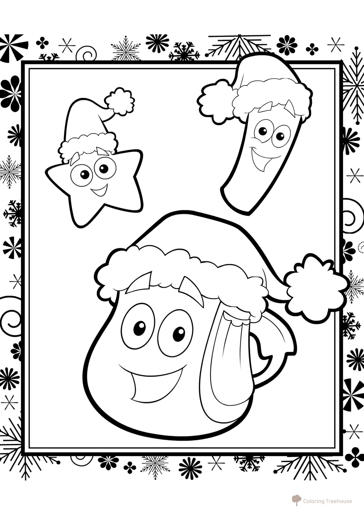 Página para colorear: La mochila de Dora en Año Nuevo dibujo para colorear gratis de Páginas para colorear de Dora la exploradora