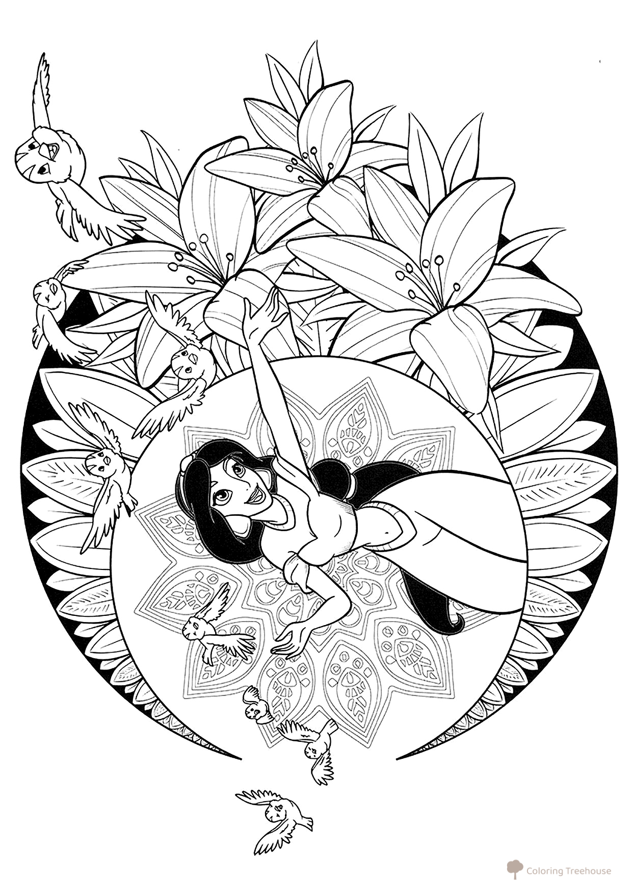 Princess Jasmine Coloring Page free printable Aladdin and Jasmine Coloring Pages coloring page