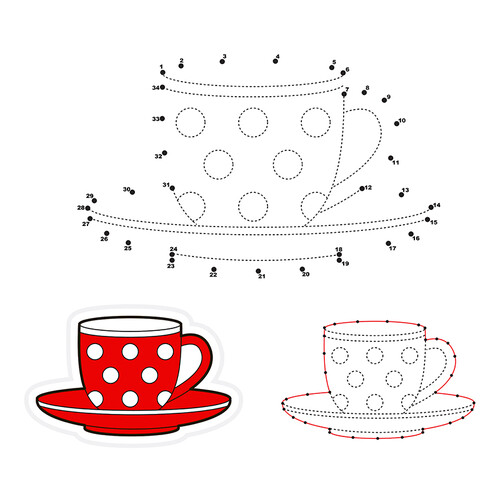 Cup Dot-to-Dot Coloring Page free printable Dot-to-Dot Coloring Pages coloring page