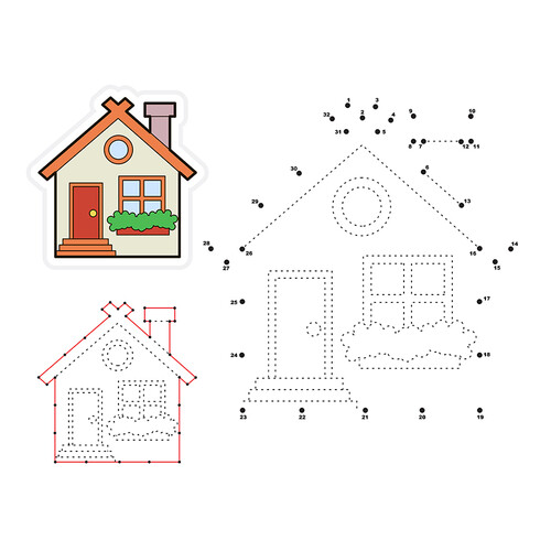 Connect-the-Dots House Coloring Page free printable Dot-to-Dot Coloring Pages coloring page