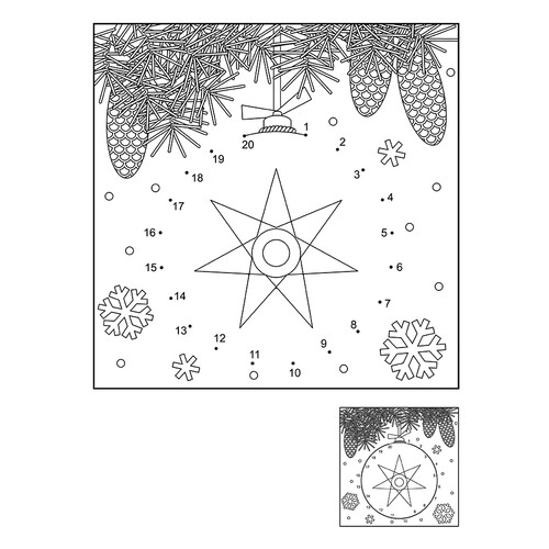 Página para colorear: Bola de árbol de Navidad por puntos dibujo para colorear gratis de Dot-to-Dot Coloring Pages