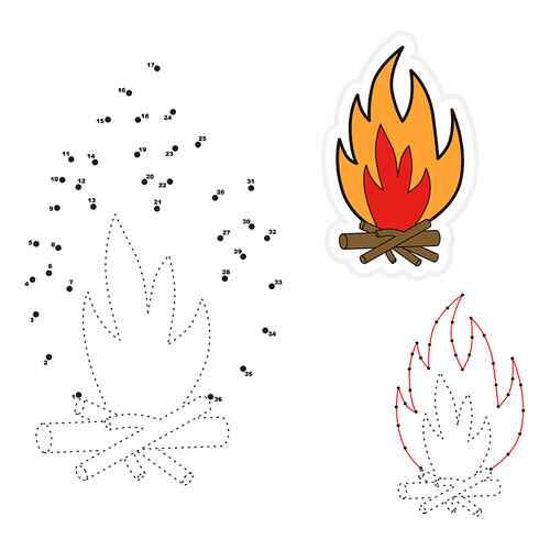 Página para colorear: Fogata por puntos dibujo para colorear gratis de Dot-to-Dot Coloring Pages