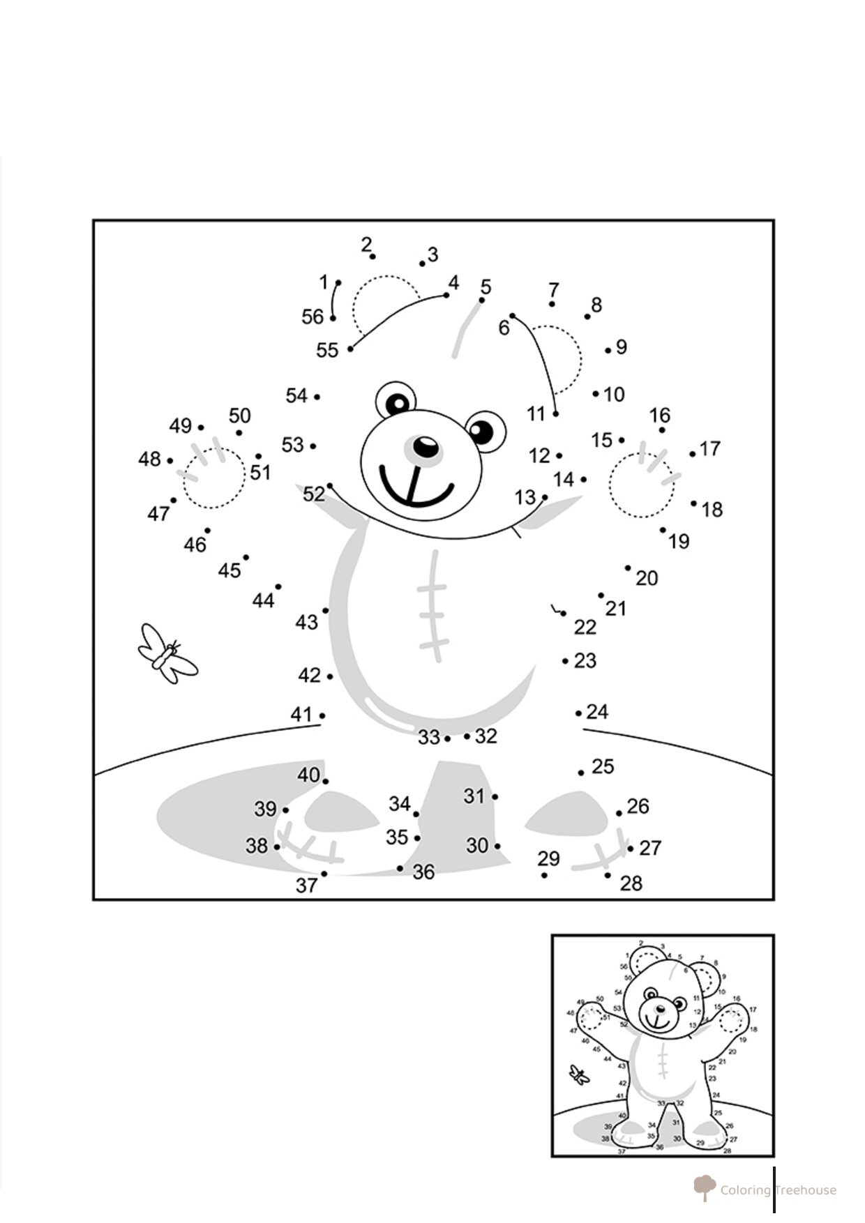 Página para colorear de oso por puntos dibujo para colorear gratis de Dot-to-Dot Coloring Pages
